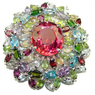 Authentic Raspberry Rouge Mystic Topaz .925 Sterling Silver handmade pendant Brooch