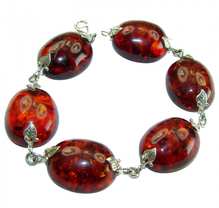 Cognac Color Beautiful Amber .925 Sterling Silver handcrafted Bracelet