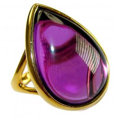 Spectacular Amethyst 14K Gold over .925 Sterling Silver Handcrafted Large Ring size 7