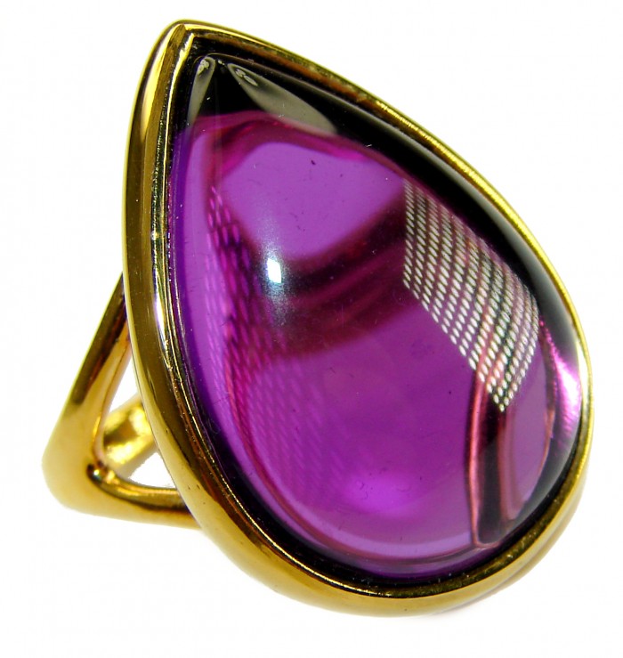 Spectacular Amethyst 14K Gold over .925 Sterling Silver Handcrafted Large Ring size 7