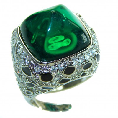 Green Royalty Topaz .925 Sterling Silver handmade Large Ring s. 7