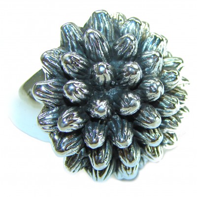 Large Flower Bali made .925 Sterling Silver handcrafted Ring s. 8