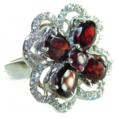 Red Beauty authentic Garnet .925 Sterling Silver handcrafted Ring size 8