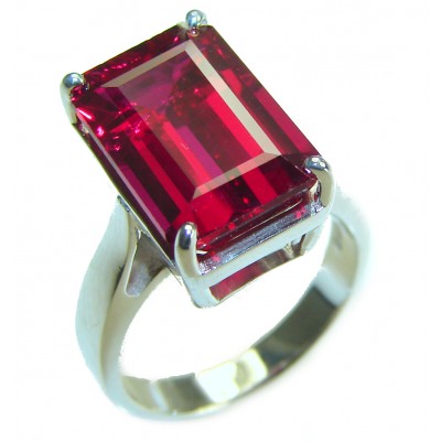 Carmen Lucia 15.5 carat Red Topaz .925 Silver handcrafted Cocktail Ring s. 6