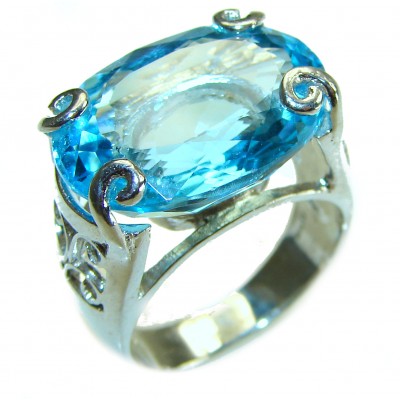Aqua 22.5 carat Swiss Blue Topaz .925 Sterling Silver ring size 7 1/4