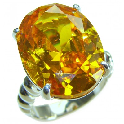 Sunny Perfection 22.5 carat Yellow - Green Topaz .925 Sterling Silver Ring size 7