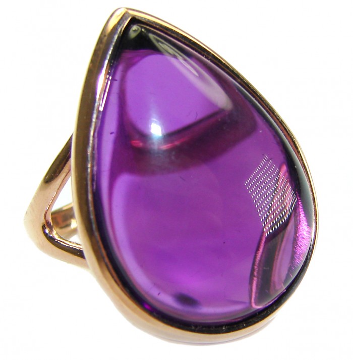 Spectacular Amethyst 14K Gold over .925 Sterling Silver Handcrafted Large Ring size 7