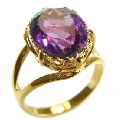 Spectacular Amethyst 14K Gold over .925 Sterling Silver Handcrafted Ring size 7