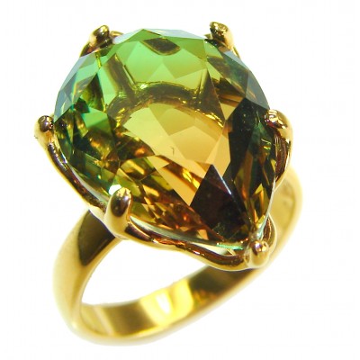 Brazilian Tourmaline 18K Gold over .925 Sterling Silver Perfectly handcrafted Ring s. 6