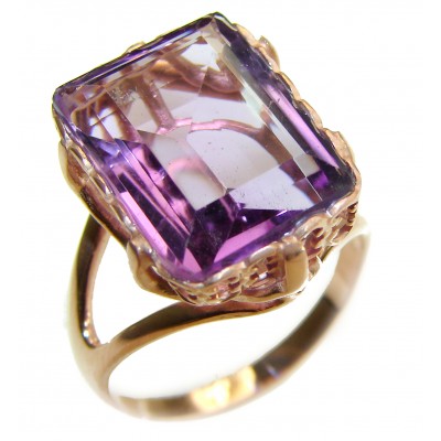 Spectacular 10.5 carat Amethyst 18K Gold over .925 Sterling Silver Handcrafted Ring size 7 1/4