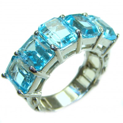 25.8 carat Swiss Blue Topaz .925 Sterling Silver handmade Ring size 7