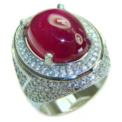 An exuberantly Large Great quality 25.5 carat unique Ruby .925 Sterling Silver handcrafted Ring size 8 1/2