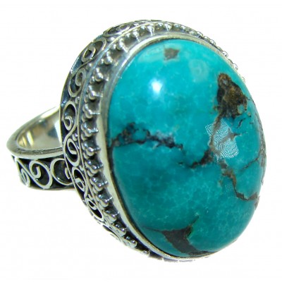 Arizona Beauty authentic Turquoise .925 Sterling Silver large handcrafted Ring size 8 3/4