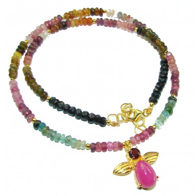 Happy Bee authentic Brazilian Tourmaline .925 Sterling Silver handcrafted necklace