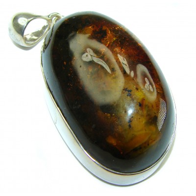 Prehistoric Beauty authentic Baltic Amber .925 Sterling Silver handcrafted pendant