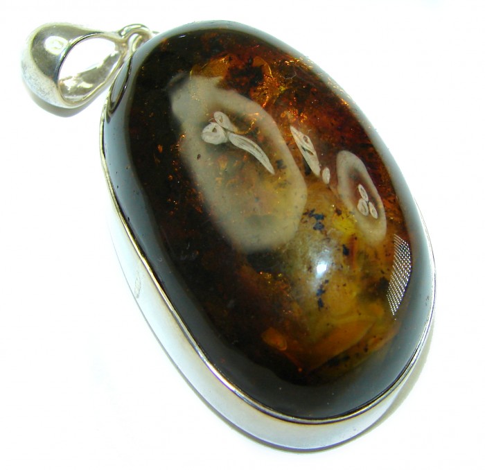 Prehistoric Beauty authentic Baltic Amber .925 Sterling Silver handcrafted pendant