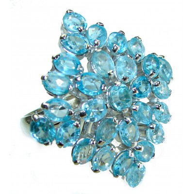 Ocean Inspired genuine Swiss Blue Topaz .925 Sterling Silver ring size 7 1/2