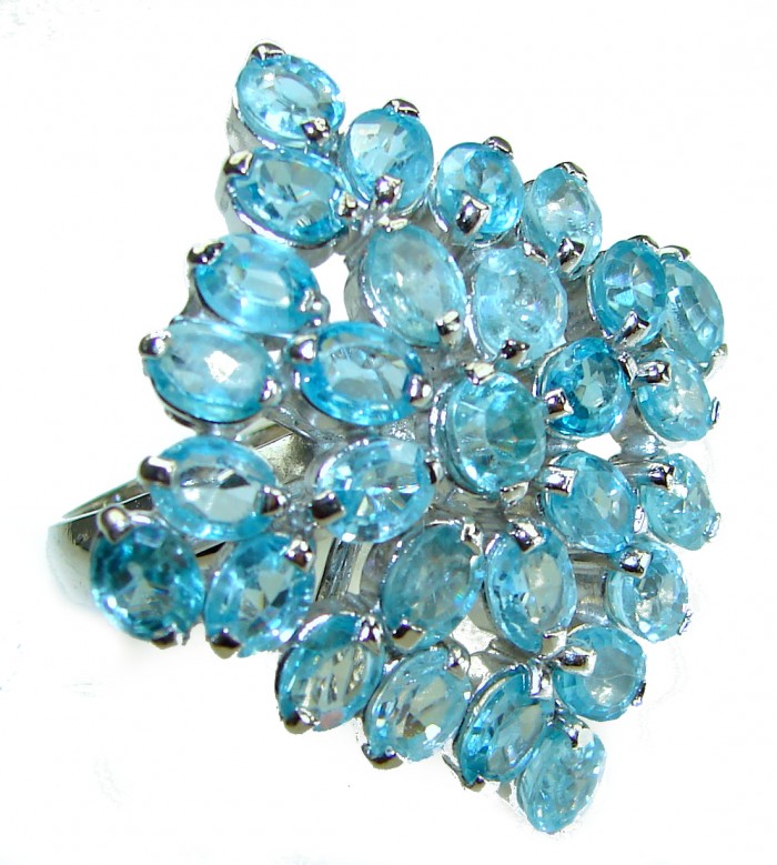 Ocean Inspired genuine Swiss Blue Topaz .925 Sterling Silver ring size 7 1/2