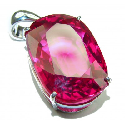 A Raspberry Field best quality 32 carat Genuine Pink Topaz .925 Sterling Silver handcrafted pendant