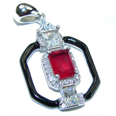 Excellent quality Genuine Ruby Enamel .925 Sterling Silver handmade Pendant