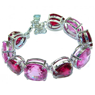 Paradise Pink and Red Topaz .925 Sterling Silver handcrafted Bracelet