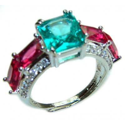 Classic Beauty Green Topaz .925 Sterling Silver handcrafted Ring s. 7 3/4