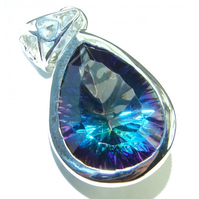 11.5 carat oval cut Mystic Topaz .925 Sterling Silver handcrafted Pendant
