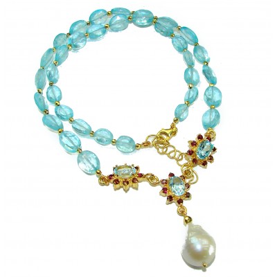 Ocean Breeze authentic Aquamarine 14k Gold over .925 Sterling Silver handcrafted necklace