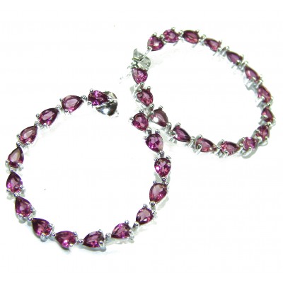 Luxurious Garnet hoops .925 Sterling Silver handmade earrings