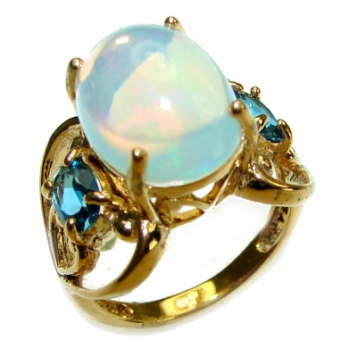 Classic Beauty Genuine 10.5 carat Ethiopian Opal 14K Gold over.925 Sterling Silver handmade Ring size 7