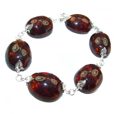 Cognac Color Beautiful Amber .925 Sterling Silver handcrafted Bracelet