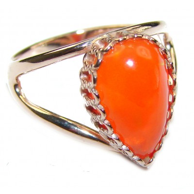 Orange Galaxy Ethiopian Opal 18K Rose Gold over .925 Sterling Silver handcrafted Ring size 7