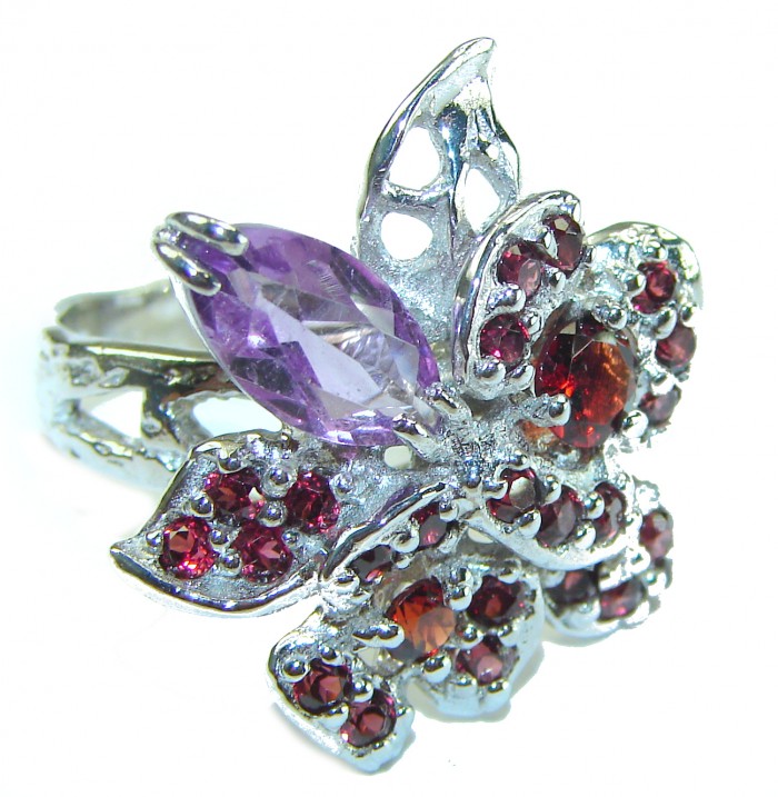 Fancy authentic Amethyst .925 Sterling Silver handcrafted ering s. 7 3/4