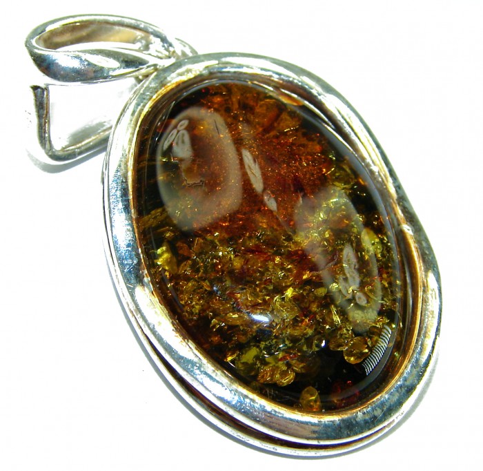 Vintage Beauty authentic Baltic Amber .925 Sterling Silver handcrafted pendant