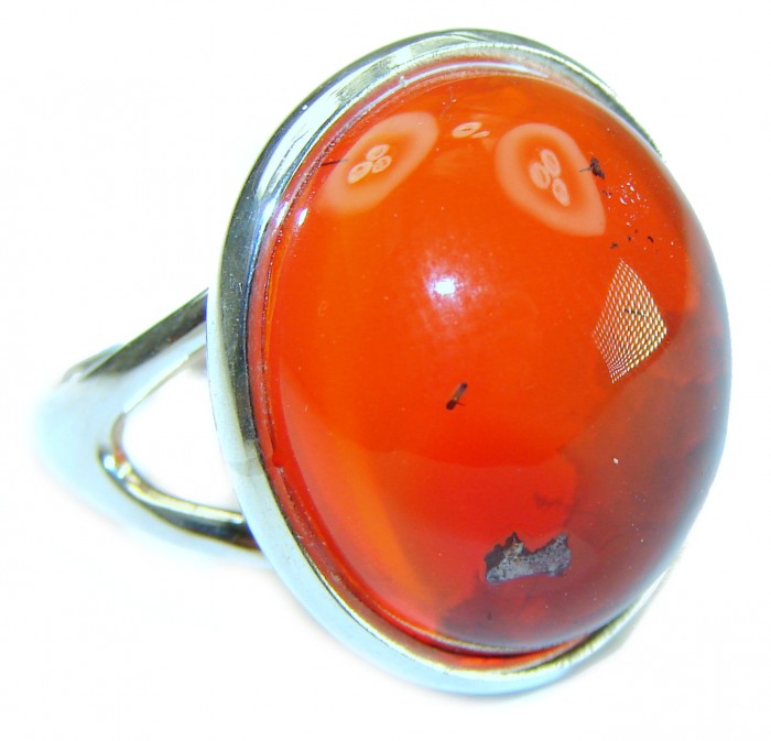 Arizona Sunset Natural Mexican Fire Opal .925 Sterling Silver handmade ring size 7 1/4