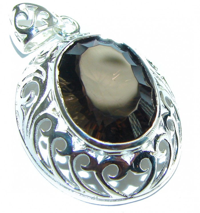 Genuine Vintage Style Smoky Quartz .925 Sterling Silver handcrafted Pendant