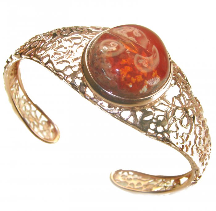 Arizona Sunset Mexican Opal handmade 14K Rose Gold over .925 Sterling Silver Bracelet / Cuff - video