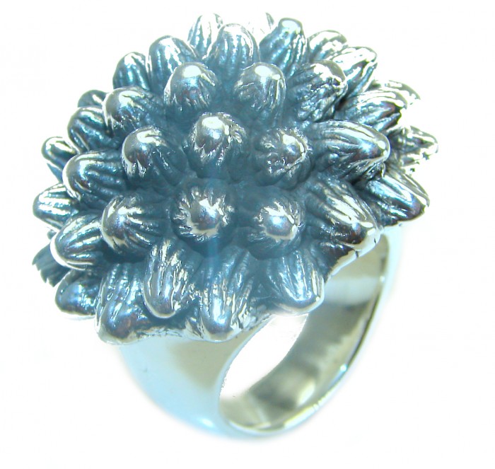 Large Flower Bali made .925 Sterling Silver handcrafted Ring s. 6