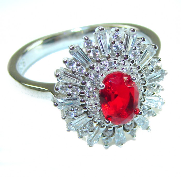 Royal Red Ruby .925 Sterling Silver handcrafted Ring size 8