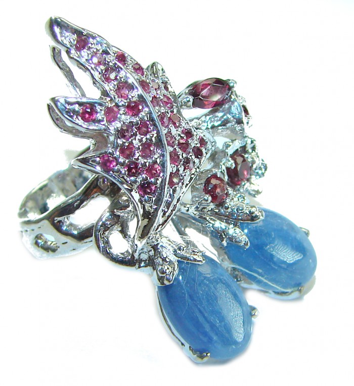 Fancy Authentic African Kyanite .925 Sterling Silver handmade Ring size 5 3/4