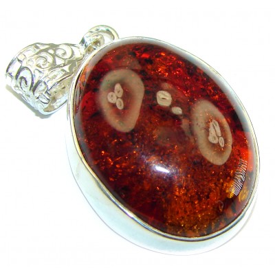 Vintage Beauty authentic Baltic Amber .925 Sterling Silver handcrafted pendant