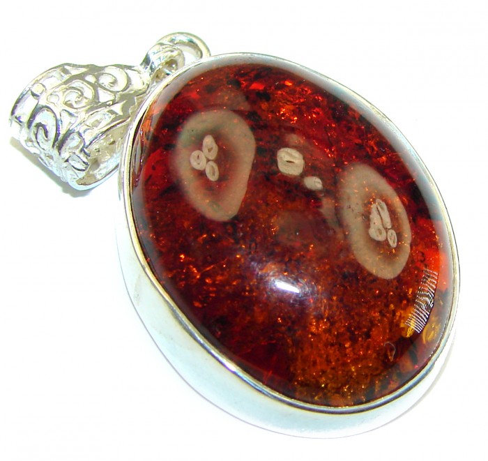 Vintage Beauty authentic Baltic Amber .925 Sterling Silver handcrafted pendant
