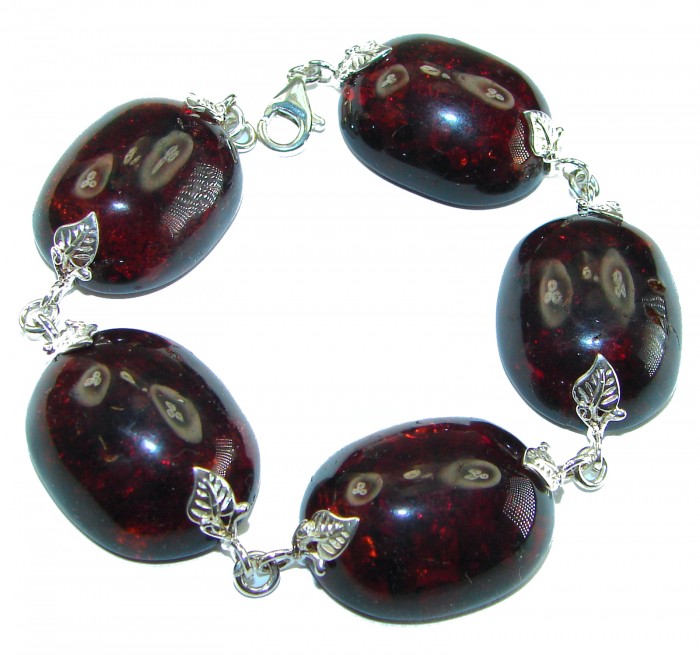 Cognac Color Beautiful Amber .925 Sterling Silver handcrafted Bracelet