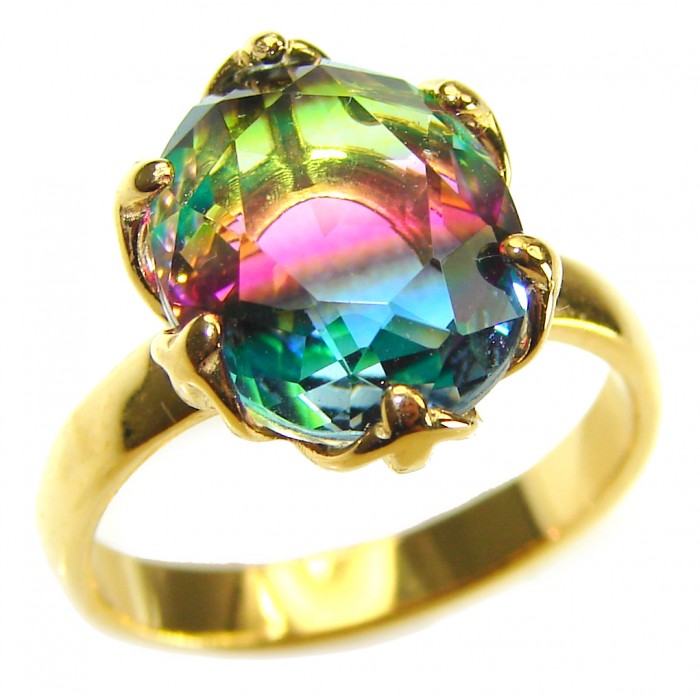 Brazilian Tourmaline 14K Gold over .925 Sterling Silver Perfectly handcrafted Ring s. 6