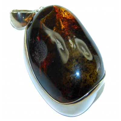 Large Authentic Baltic Amber .925 Sterling Silver handmade Pendant