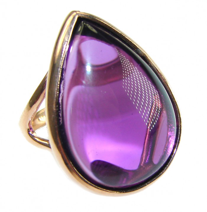 Spectacular Amethyst 14K Gold over .925 Sterling Silver Handcrafted Large Ring size 7