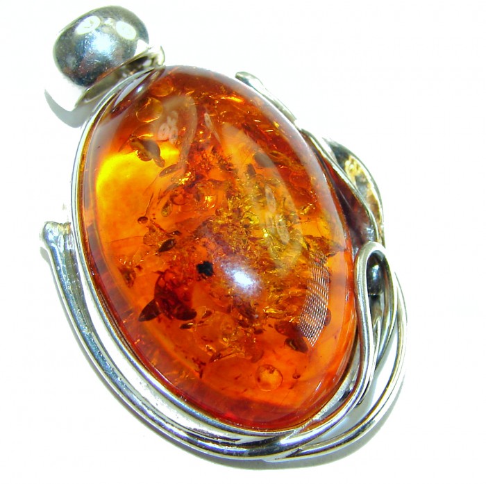 Vintage Beauty authentic Baltic Amber .925 Sterling Silver handcrafted pendant