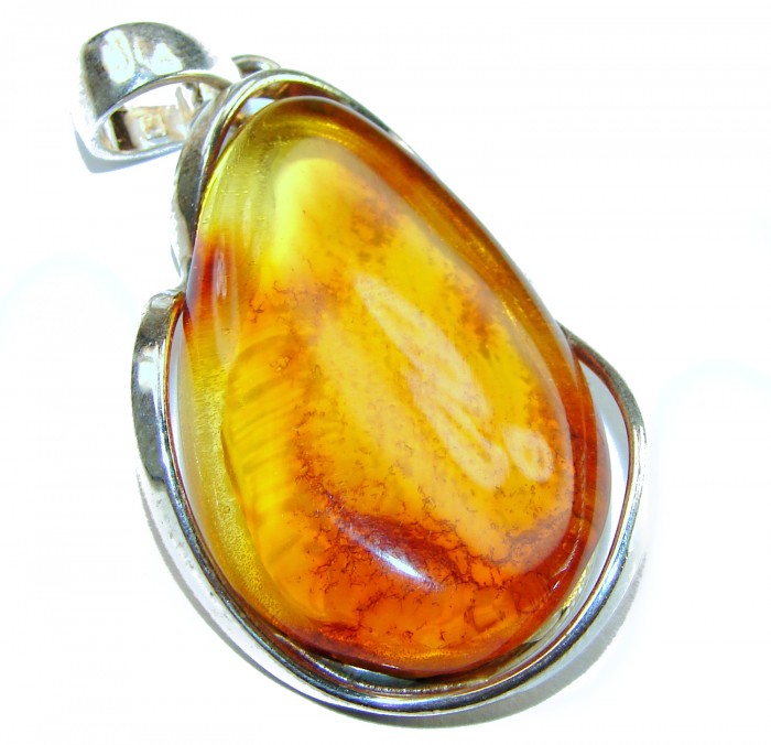 Vintage Beauty authentic Baltic Amber .925 Sterling Silver handcrafted pendant
