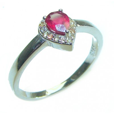 Red Brilliance 1.5 carat Ruby .925 Silver handcrafted Cocktail Ring s. 7