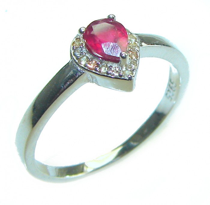 Red Brilliance 1.5 carat Ruby .925 Silver handcrafted Cocktail Ring s. 7